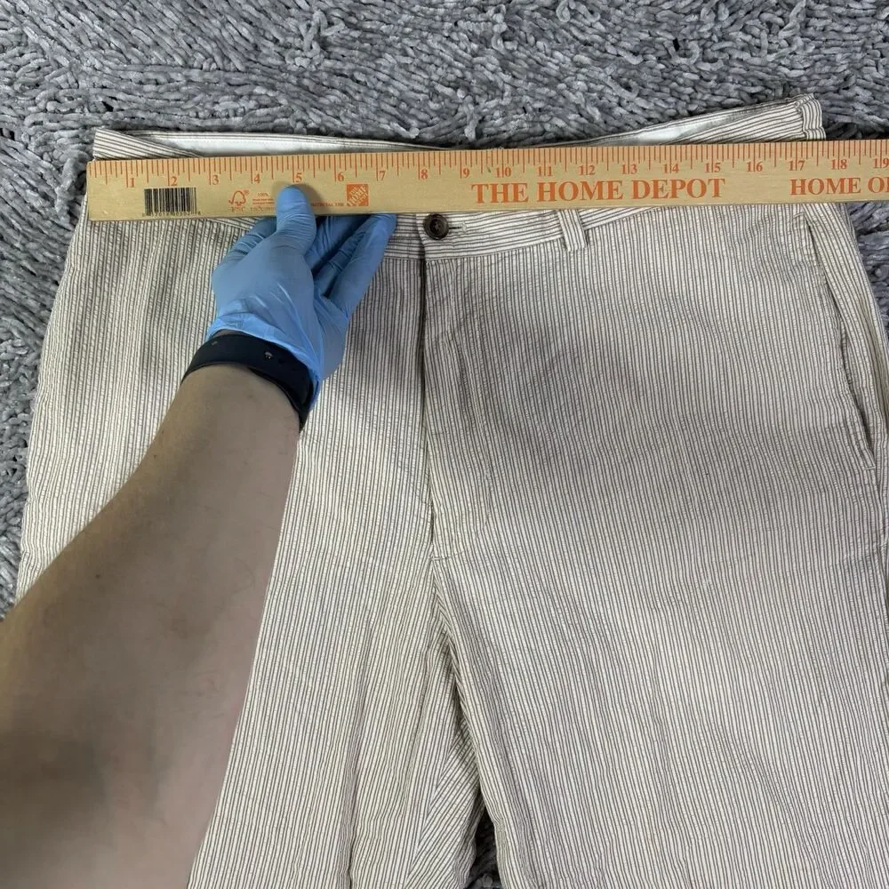 Brooks Brothers Seersucker Pants Mens 38x30 Beige Stripes Summer Business Preppy
